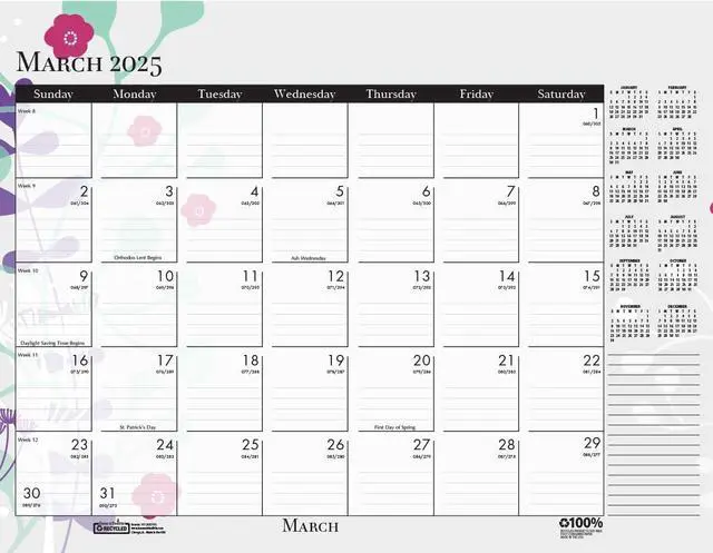 Alt view image 3 of 7 - House of Doolittle Contempo Desk Pad Calendar 22x17 Wild Flowers 2026