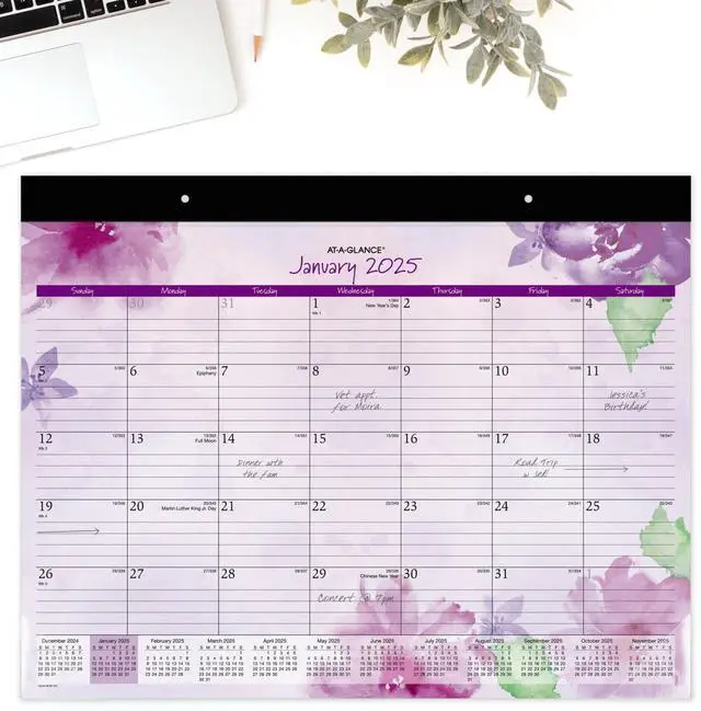 Alt view image 2 of 7 - AT-A-GLANCE® Beautiful Day 2026 Monthly Desk Pad Calendar, Standard, 21 3/4" x 17"