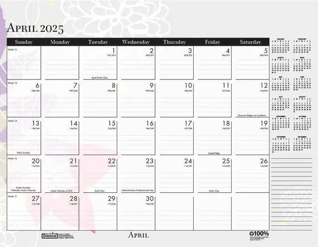 Alt view image 4 of 7 - House of Doolittle Contempo Desk Pad Calendar 22x17 Wild Flowers 2026