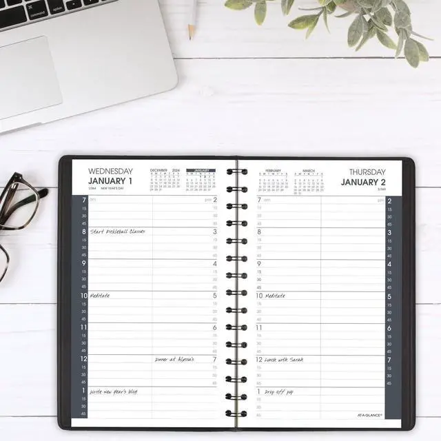 Alt view image 2 of 7 - AT-A-GLANCE® 2026 Daily Quarter-Hour Appointment Book Planner, Black, Small, 5" x 8"