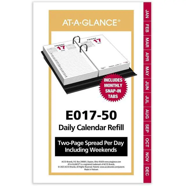 Alt view image 3 of 6 - At-A-Glance Two-Color Desk Calendar Refill 3 1/2 x 6 2026 E01750
