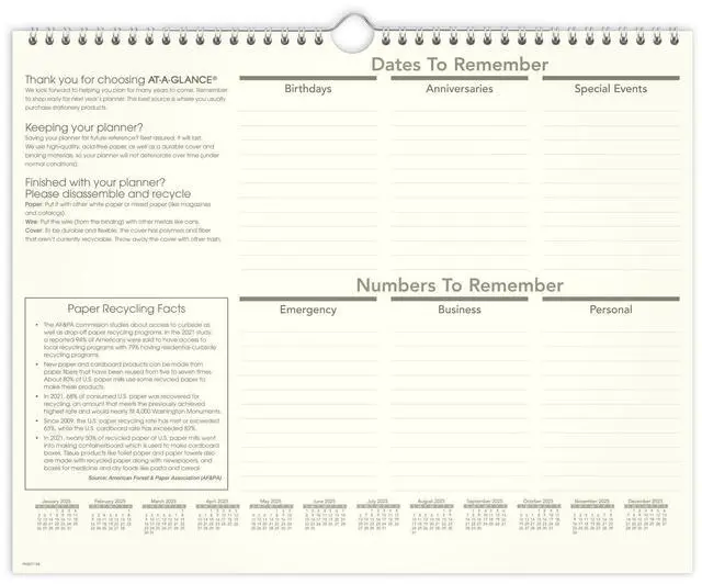 Alt view image 7 of 7 - AT-A-GLANCE® 2026 Recycled Monthly Wall Calendar, Medium, 15" x 12"