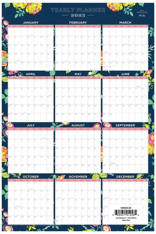 Alt view image 2 of 4 - Blue Sky Day Designer Laminated Wall Calendar 36x24 2026 BLS103632