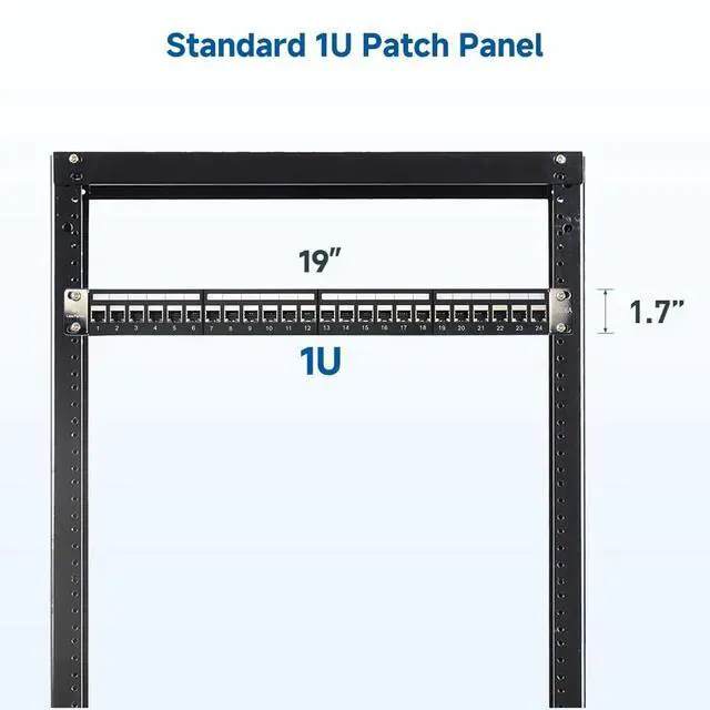 Alt view image 6 of 7 - Cable Matters 1U 19-Inch 24-Port 10Gbps Cat6A Ethernet Patch Panel with Inline Keystone and Cable Management Bar, Rackmount or Wall Mount RJ45 Patch Panel