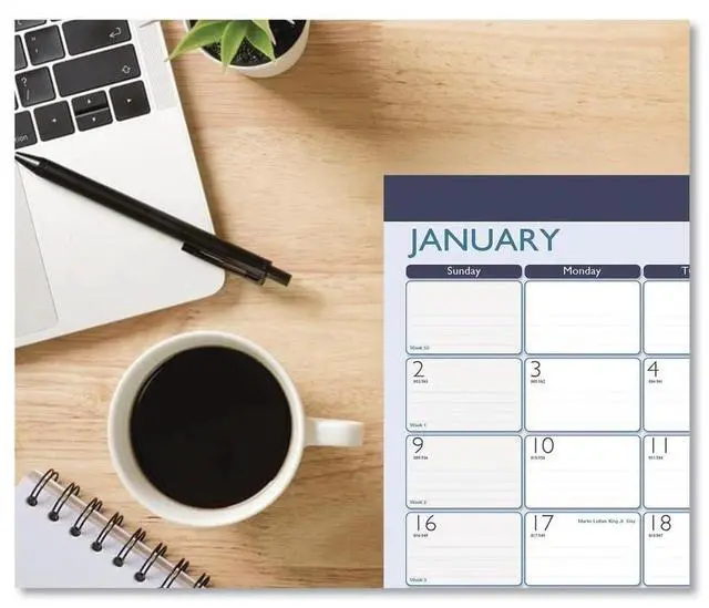 Alt view image 4 of 4 - Recycled Contempo Desk Pad Calendar 18.5x13 White/Blue Sheets 2026 1516