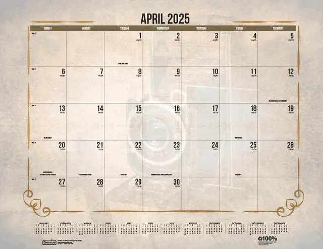 Alt view image 2 of 7 - House of Doolittle Recycled Vintage Desk Pad Calendar 22x17 Sepia Jan-Dec 2026