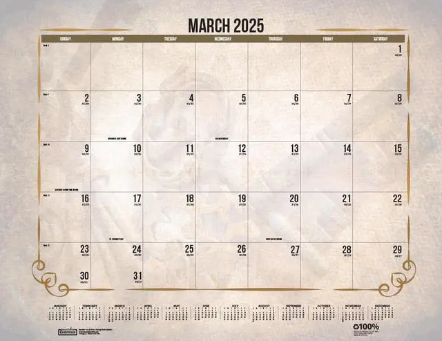 Alt view image 4 of 7 - House of Doolittle Recycled Vintage Desk Pad Calendar 22x17 Sepia Jan-Dec 2026