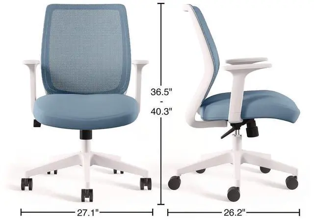 Alt view image 4 of 5 - Alera Wessex Ergonomic Fabric Mesh Swivel Task Chair Up to 275 lb 17.09 to 20.83 Seat Height Seafoam Seat/Back White Base ALEWX42BME24