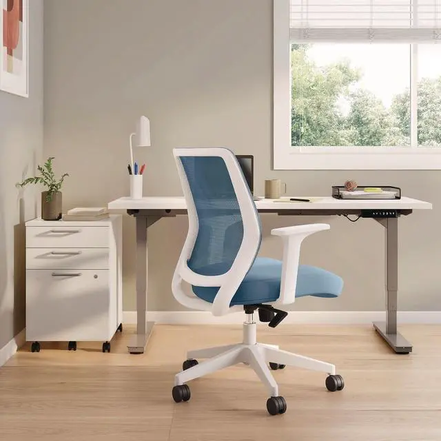 Alt view image 5 of 5 - Alera Wessex Ergonomic Fabric Mesh Swivel Task Chair Up to 275 lb 17.09 to 20.83 Seat Height Seafoam Seat/Back White Base ALEWX42BME24