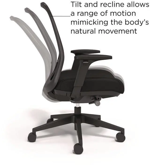 Alt view image 3 of 5 - Alera Kempton Ergonomic Fabric Mesh Swivel Task Chair Supports Up to 275lb 18.31 to 22.17 Seat Height Black Seat/Back/Base ALEKP42BME17