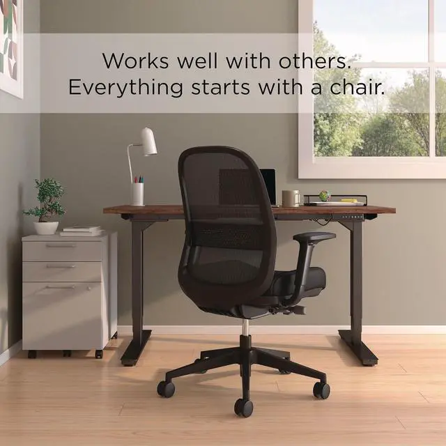 Alt view image 2 of 5 - Alera Kempton Ergonomic Fabric Mesh Swivel Task Chair Supports Up to 275lb 18.31 to 22.17 Seat Height Black Seat/Back/Base ALEKP42BME17