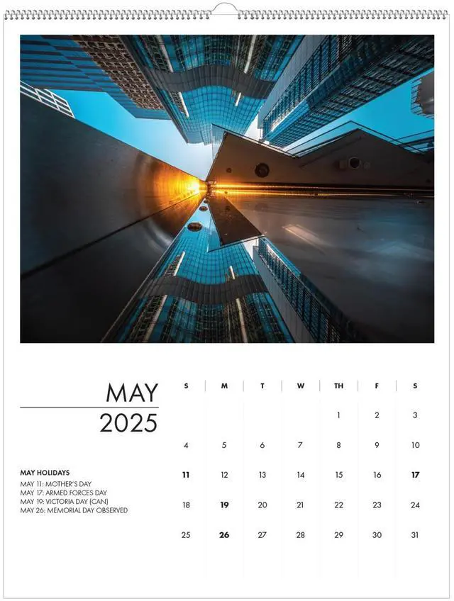 Alt view image 5 of 7 - 100% Recycled Abstract Architecture Photos Wall Calendar 14 x 11 White Sheets 12-Month Jan-Dec: 2026 315