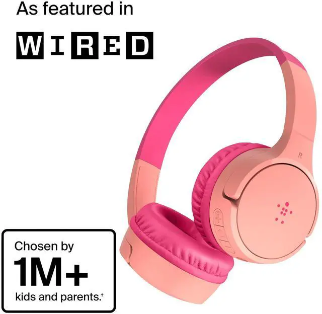 Alt view image 4 of 7 - Belkin SoundForm Mini Wireless On-Ear Headphones for Kids Pink AUD001BTPKV3