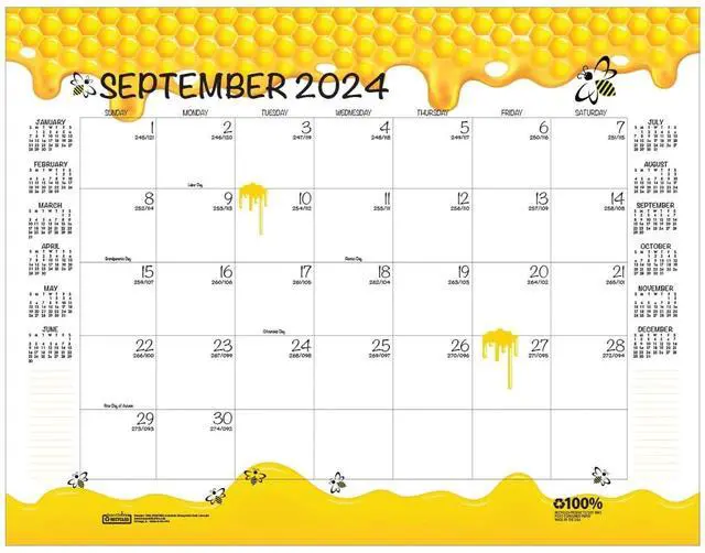 Alt view image 2 of 7 - Recycled Honeycomb Desk Pad Calendar 22 x 17 White/Multicolor 2025-2026