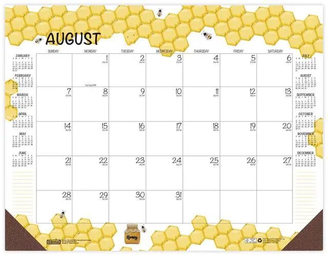 Main image of Recycled Honeycomb Desk Pad Calendar 22 x 17 White/Multicolor 2025-2026