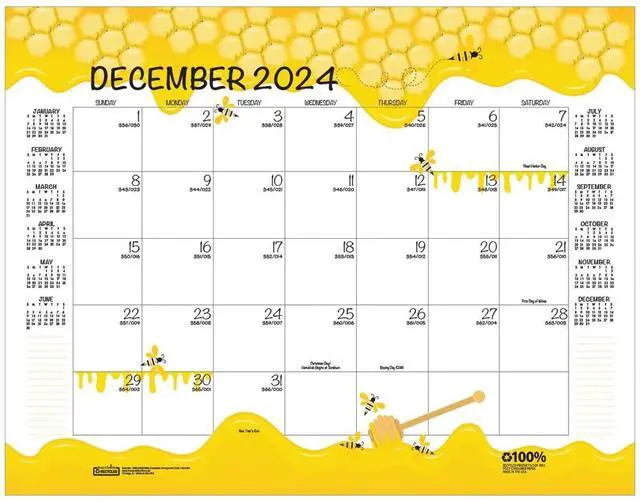 Alt view image 5 of 7 - Recycled Honeycomb Desk Pad Calendar 22 x 17 White/Multicolor 2025-2026