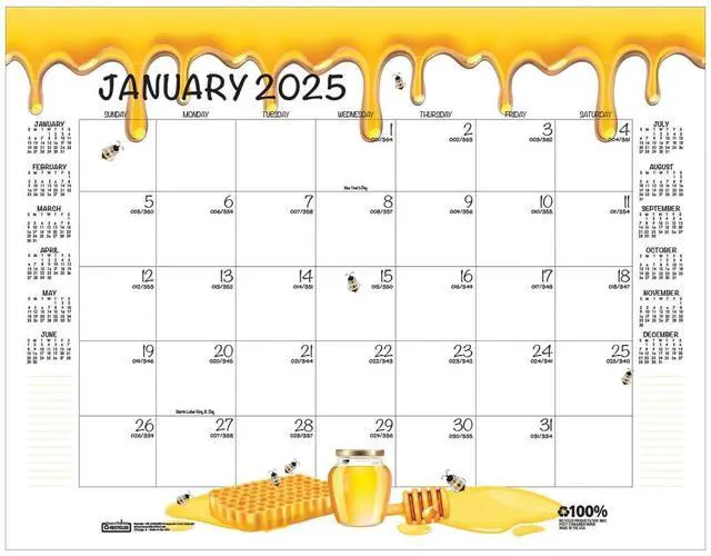 Alt view image 6 of 7 - Recycled Honeycomb Desk Pad Calendar 22 x 17 White/Multicolor 2025-2026