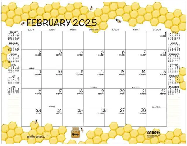 Alt view image 7 of 7 - Recycled Honeycomb Desk Pad Calendar 22 x 17 White/Multicolor 2025-2026