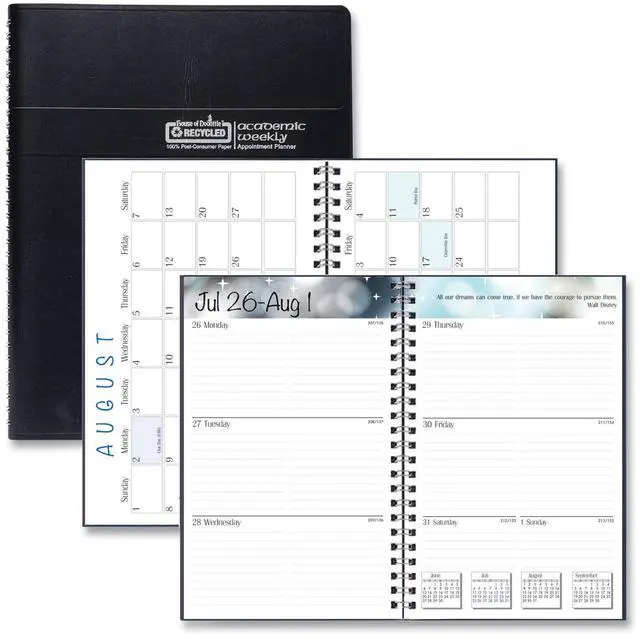 Main image of Recycled Academic Weekly/Monthly Appointment Planner 8x5 Black Cover 2025-2026