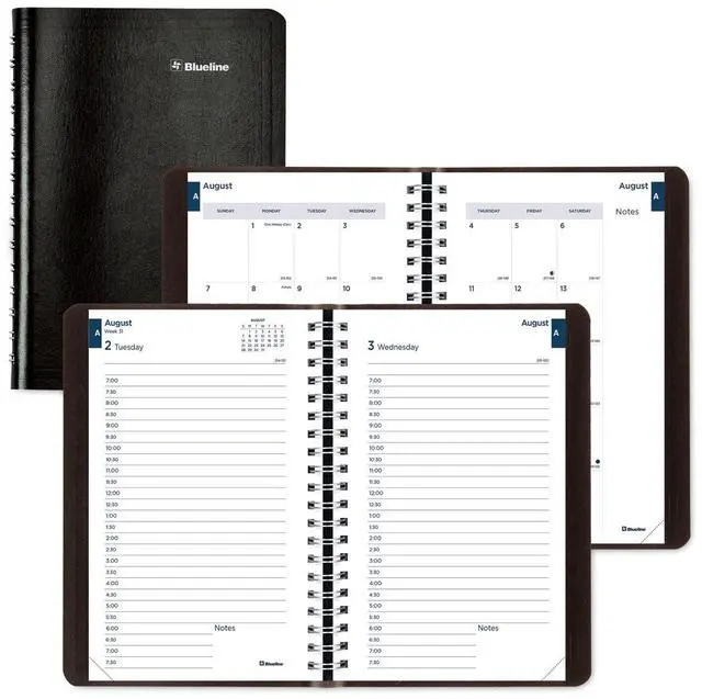 Main image of Blueline Academic Daily/Monthly Planner 8 x 5 Black 2025 to 2026 CA201BLK