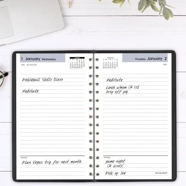 Alt view image 2 of 7 - At-A-Glance Daily Appointment Book with Open Scheduling 8x5 2026 Black SK4600