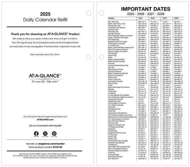 Alt view image 4 of 6 - AT-A-GLANCE® 2026 Daily Loose-Leaf Desk Calendar Refill, Standard, 4 1/2" x 8"