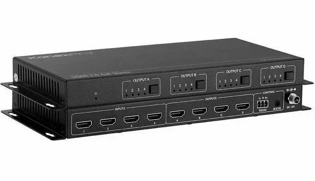 Main image of KanexPro HDMI 2.0 4x4 Matrix Switcher with 4K to 1080p Down-scaling