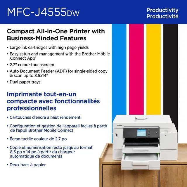 Alt view image 4 of 6 - Brother MFC-J4555DW Wired Inkjet Multifunction Printer Color