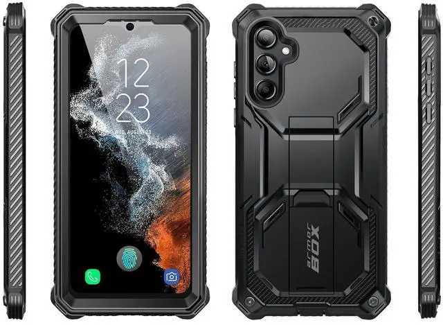 Alt view image 7 of 7 - i-Blason Armorbox for Samsung Galaxy A54 5G Case with Kickstand & Belt Clip Holster, Full-Body Rugged Bumper Case with Built-in Screen Protector [Support Fingerprint ID](Black)