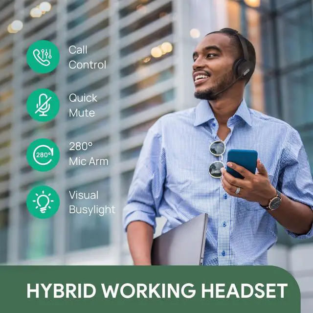 Alt view image 6 of 7 - Yealink WH64 Monaural On-Ear Wireless Headset Teams & Zoom Certified 1208687