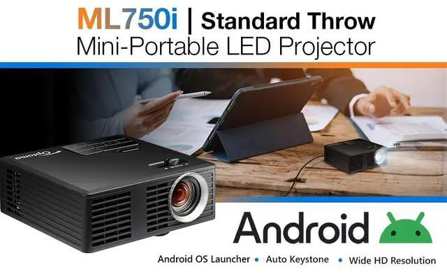 Alt view image 2 of 7 - Optoma ML750i DLP Projector Portable