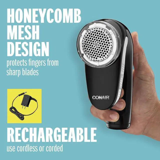 Alt view image 3 of 6 - Conair Fabric Shaver & Lint Remover, Rechargeable Portable Fabric Shaver, Black