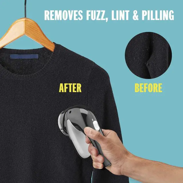 Alt view image 6 of 6 - Conair Fabric Shaver & Lint Remover, Rechargeable Portable Fabric Shaver, Black