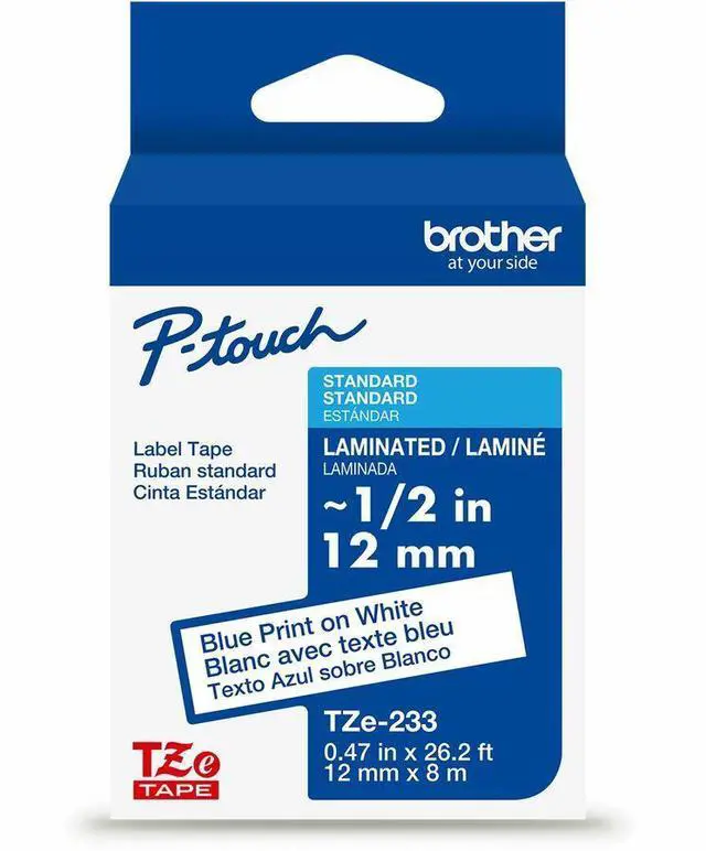 Main image of Brother Label Tape Blue Print on White Label Tape (TZe233)