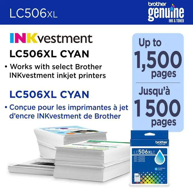 Alt view image 2 of 5 - Brother Genuine LC506XLC High Yield Cyan Ink Cartridge