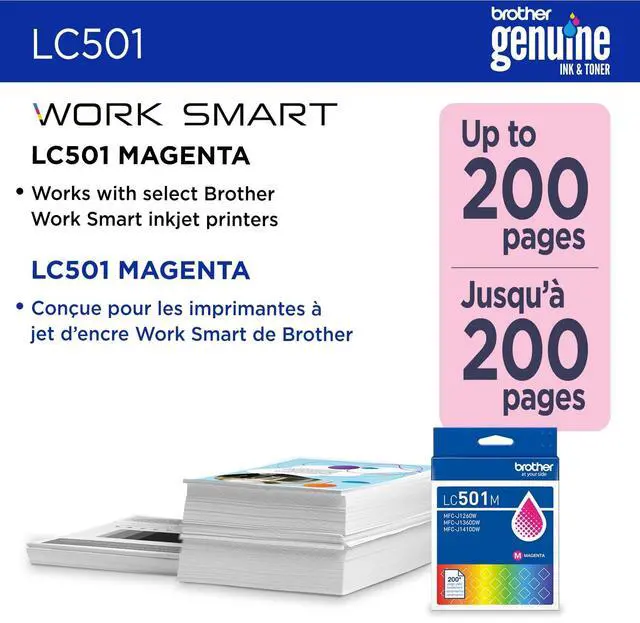 Alt view image 2 of 5 - Brother Genuine LC501M Standard Yield Magenta Ink Cartridge