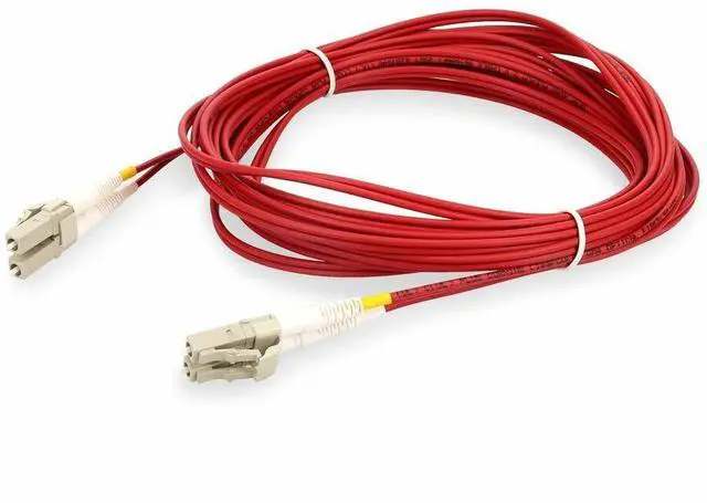 Main image of AddOn 2m LC to LC Red OM4 Duplex OFNR Riser-Rated TAA Fiber Patch Cable