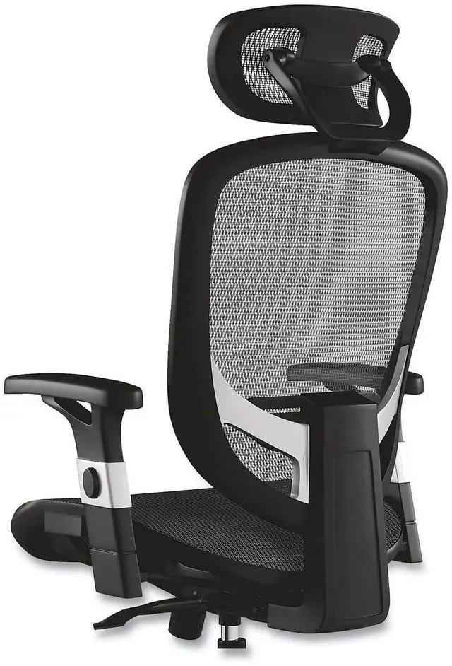 Alt view image 2 of 7 - Alera Minerva Ergonomic Mesh Swivel Task Chair Support Up to 275lb 17.24 to 20.98 Seat Height Black Seat/Back Silver Base ALEMV41BME18