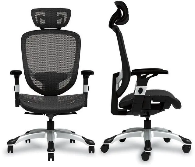Alt view image 5 of 7 - Alera Minerva Ergonomic Mesh Swivel Task Chair Support Up to 275lb 17.24 to 20.98 Seat Height Black Seat/Back Silver Base ALEMV41BME18