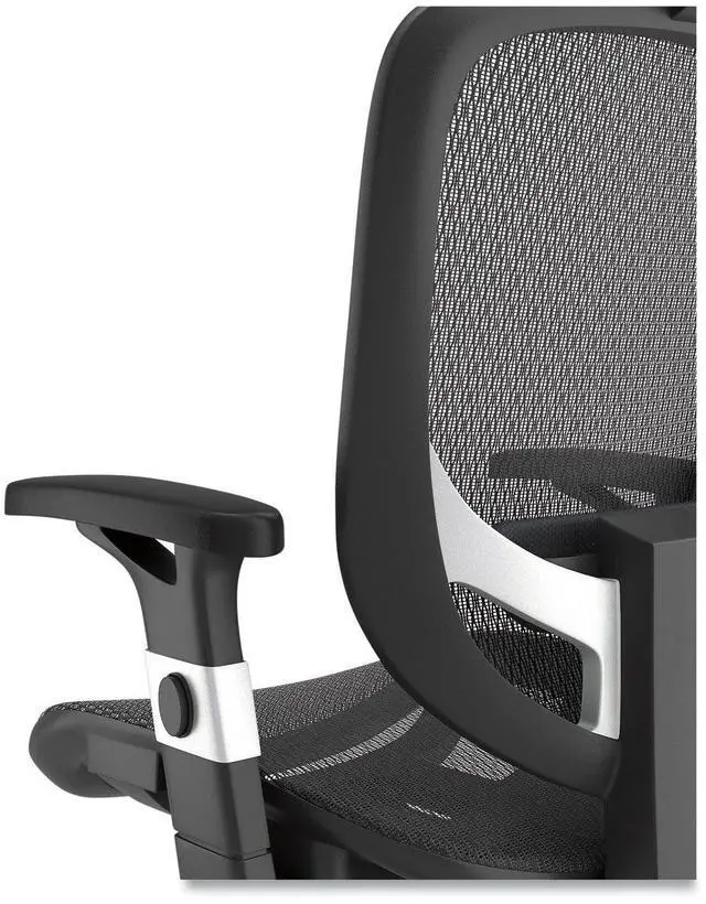 Alt view image 6 of 7 - Alera Minerva Ergonomic Mesh Swivel Task Chair Support Up to 275lb 17.24 to 20.98 Seat Height Black Seat/Back Silver Base ALEMV41BME18