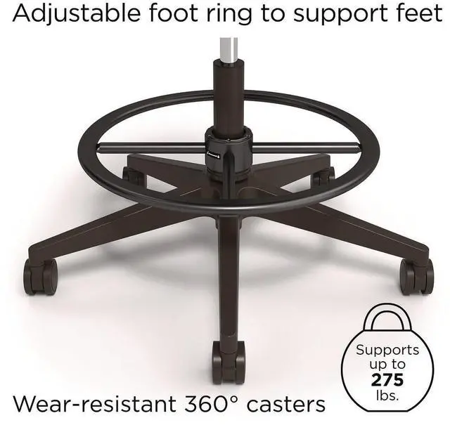 Alt view image 4 of 6 - Alera Kempton Fabric Mesh Task Stool Supports Up to 275 lb 26.57 to 33.62 Seat Height Black Seat Black Back Black Base ALEKP46BME17