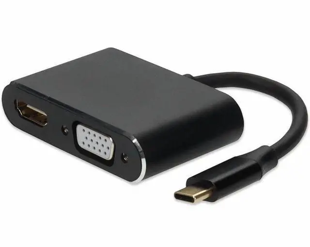 Main image of AddOn 8in USB-C Male to HDMI 4K VGA Female Hub with Aluminum Housing