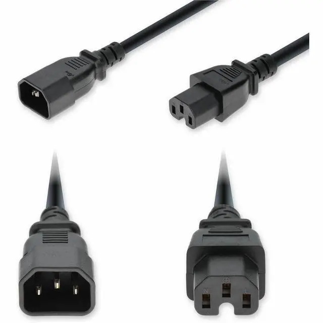 Main image of AddOn 10ft C14 Male to C15 Female Standard Commercial 14 AWG 250V at 15A PVC SJT Service Junior Thermoplastic Black Power Cable