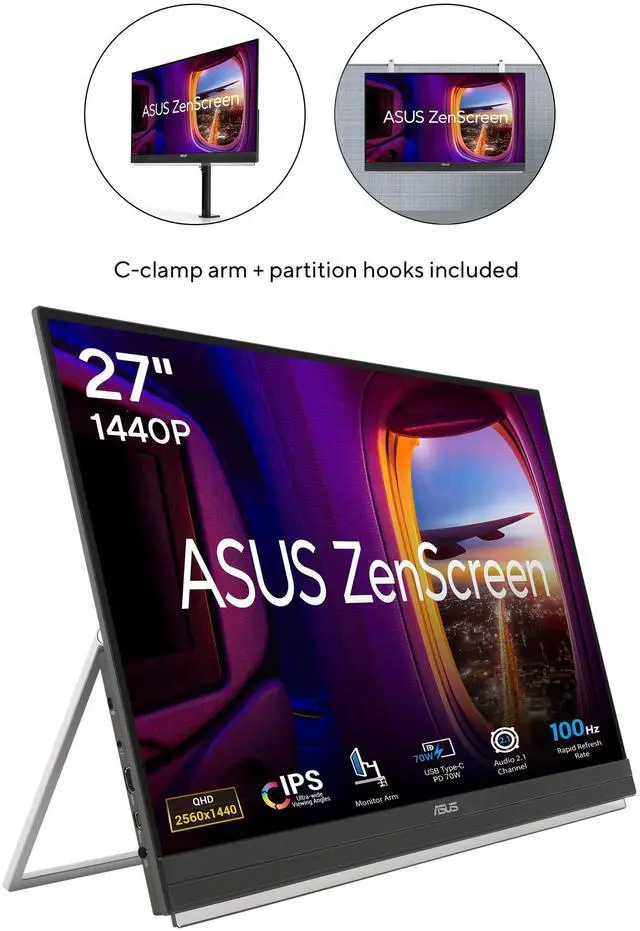 Alt view image 5 of 15 - Asus ZenScreen MB27ACF 27" Class WQHD LED Monitor 16:9