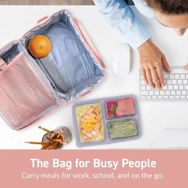 Alt view image 3 of 6 - Deluxe Insulated Lunch Bag 8" x 10" x 7.5" Blush Pink BGOBG2M