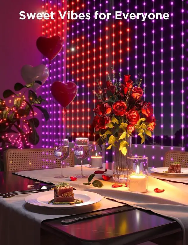 Alt view image 5 of 7 - Govee Curtain Lights, Smart LED Color Changing Wall Lights, Dynamic DIY Curtain String Lights for Bedroom Living Room Holiday Decor, Outdoor IP65 Waterproof,4.9x6.6ft, 520 RGBIC LED