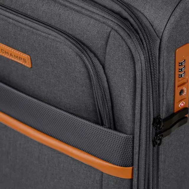 Alt view image 4 of 5 - CHAMPS Classic II Collection 3-piece Softside Luggage set Grey C5011GREY