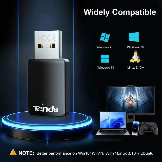 Alt view image 5 of 7 - Tenda AX900 WiFi 6 USB Adapter - Dual Band 600Mbps 5GHz/ 286Mbps 2.4GHz, Mini USB Wifi 6 Adapter for Desktop PC Laptop, Wireles WiFi Adapter for Windows