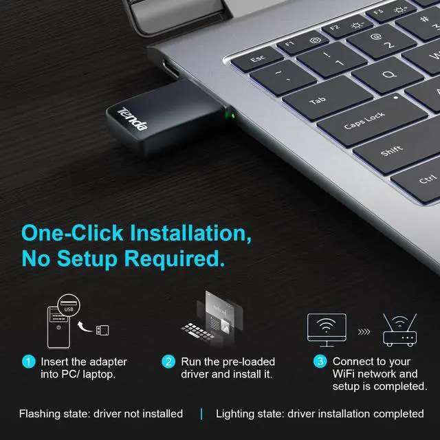 Alt view image 6 of 7 - Tenda AX900 WiFi 6 USB Adapter - Dual Band 600Mbps 5GHz/ 286Mbps 2.4GHz, Mini USB Wifi 6 Adapter for Desktop PC Laptop, Wireles WiFi Adapter for Windows