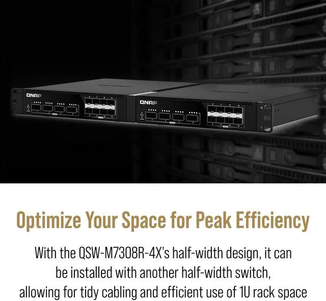 Alt view image 10 of 15 - QNAP QSW-M7308R-4X Ethernet Switch - Manageable - 25 Gigabit Ethernet, 100 Gigabit Ethernet - 25GBase-X, 100GBase-X - 2 Layer Supported - 100 W Power Consumption - Optical Fiber - 1U - Rack-mountable